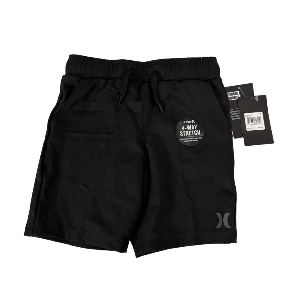 Hurley Boys Black 4 Way Stretch Hybrid Shorts Size 5 (4-5‎ yrs) Kids Pull On NWT